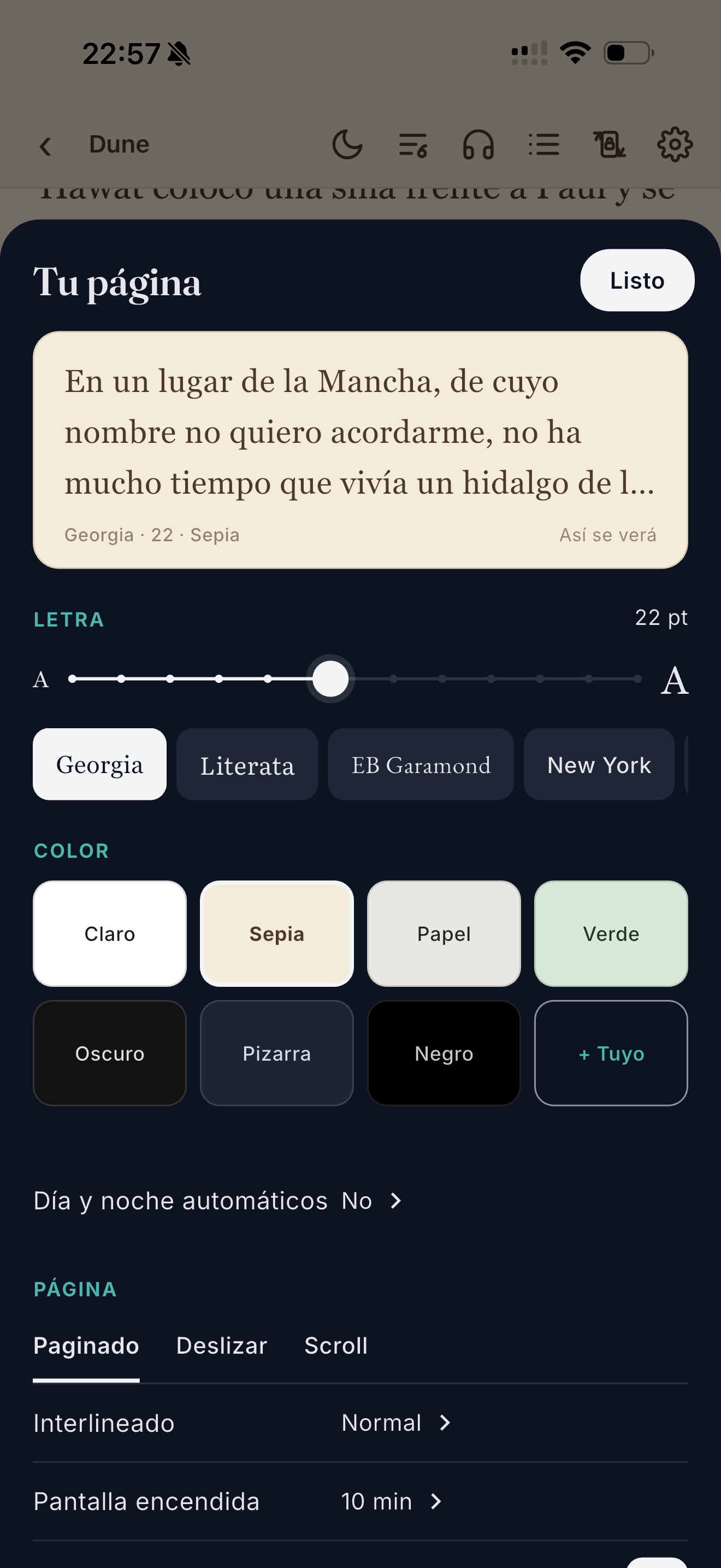Your page: font, size and paper colour